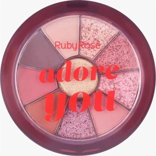 Kit de Sombras & Highlighter Cor 10 Cores Adore You Ruby Rose