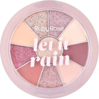 Kit de Sombras & Highlighter Cor 10 Cores Let in Rain Ruby Rose